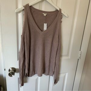 Dusty Pink Lace Up Sleeve Sweater